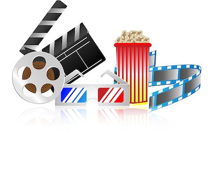 simsearch:400-06171207,k - Cinema collection. Film and movie and popcorn and 3D glass Fotografie stock - Microstock e Abbonamento, Codice: 400-08053067
