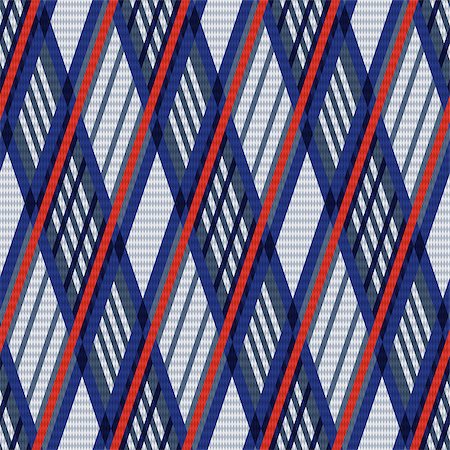 simsearch:400-08504037,k - Rhombus seamless vector pattern as a tartan plaid fabric mainly in blue, red and light grey hues Foto de stock - Super Valor sin royalties y Suscripción, Código: 400-08053062