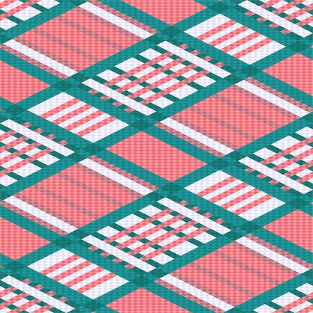 simsearch:400-08504037,k - Rhombus seamless vector pattern as a tartan plaid fabric mainly in turquoise, light grey and pink colors Foto de stock - Super Valor sin royalties y Suscripción, Código: 400-08053063