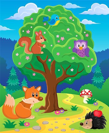 simsearch:400-08710477,k - Forest animals topic image 3 - eps10 vector illustration. Stock Photo - Budget Royalty-Free & Subscription, Code: 400-08053254