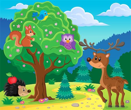 simsearch:400-08710477,k - Forest animals topic image 4 - eps10 vector illustration. Stock Photo - Budget Royalty-Free & Subscription, Code: 400-08053255