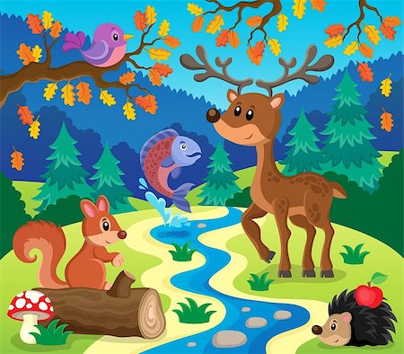 simsearch:400-09049135,k - Forest animals topic image 1 - eps10 vector illustration. Stockbilder - Microstock & Abonnement, Bildnummer: 400-08053252