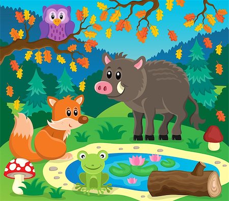 simsearch:400-08710477,k - Forest animals topic image 2 - eps10 vector illustration. Stock Photo - Budget Royalty-Free & Subscription, Code: 400-08053253