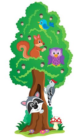 simsearch:400-05885717,k - Tree with various animals theme 1 - eps10 vector illustration. Stock Photo - Budget Royalty-Free & Subscription, Code: 400-08053283