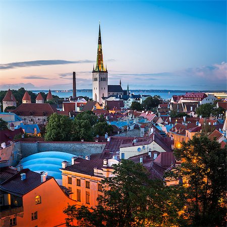 estonian coloured houses - Aerial View of Tallinn Old Town in the Evening, Tallinn, Estonia Stock Photo - Budget Royalty-Free & Subscription, Code: 400-08053367