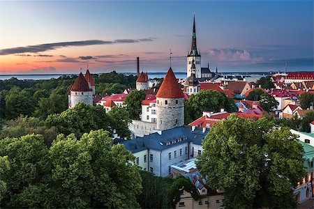 estonian coloured houses - Aerial View of Tallinn Old Town from Toompea Hill in the Evening, Tallinn, Estonia Stock Photo - Budget Royalty-Free & Subscription, Code: 400-08053363