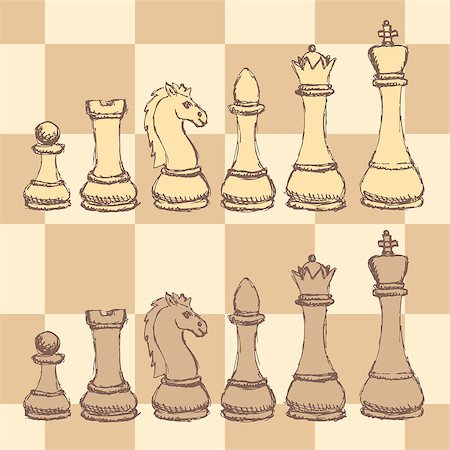 Sketch chess figurel in vintage style, vector Stock Photo - Budget Royalty-Free & Subscription, Code: 400-08053381