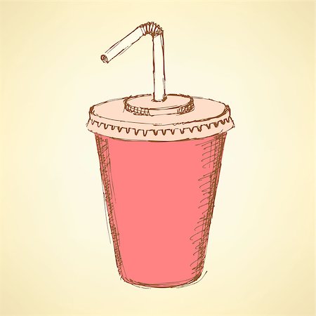 simsearch:400-08794469,k - Sketch soda cup in vintage style, vector Foto de stock - Super Valor sin royalties y Suscripción, Código: 400-08053415