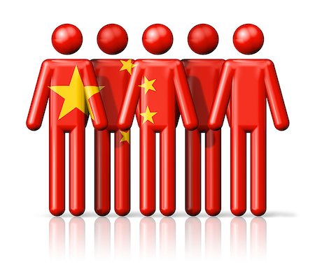 simsearch:400-06202298,k - Flag of China on stick figure - national and social community symbol 3D icon Photographie de stock - Aubaine LD & Abonnement, Code: 400-08053487