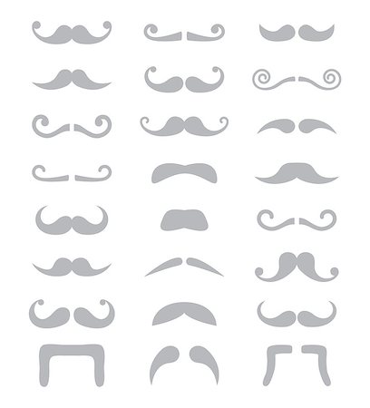 Moustache different types in grey icons set isolated on white Stock Photo - Budget Royalty-Free & Subscription, Code: 400-08053555