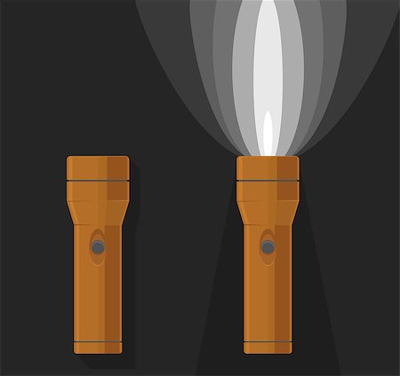 simsearch:400-08187651,k - Vector illustration of two orange flashlights, on and off, on dark grey background Fotografie stock - Microstock e Abbonamento, Codice: 400-08053572