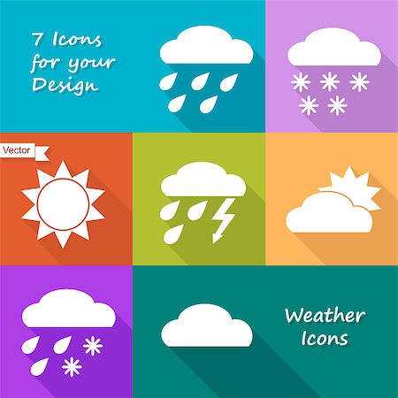 simsearch:400-07427440,k - Colored icons design of weather forecast in flat style Stock Photo - Budget Royalty-Free & Subscription, Code: 400-08053886