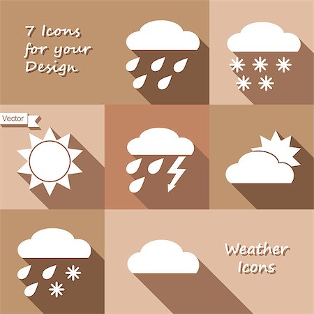 simsearch:400-07427440,k - Monochrome icons design of weather forecast in flat style Stock Photo - Budget Royalty-Free & Subscription, Code: 400-08053887