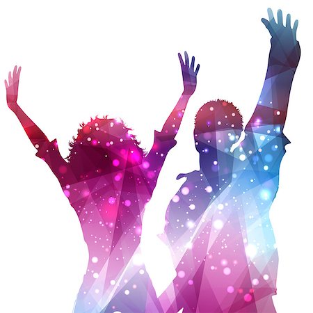 dancing couples silhouettes - Silhouettes of party people on an abstract background Stock Photo - Budget Royalty-Free & Subscription, Code: 400-08053976
