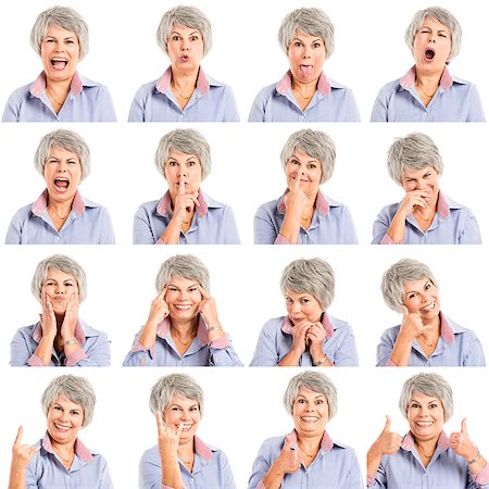 shocking mother expression - Composite of multiple portraits of a elderly woman in different expressions Stock Photo - Budget Royalty-Free & Subscription, Code: 400-08074118