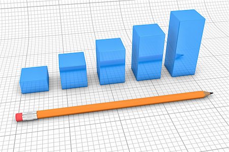 simsearch:400-06858044,k - Simple pencil and the blue diagramme of growth Foto de stock - Super Valor sin royalties y Suscripción, Código: 400-08074136