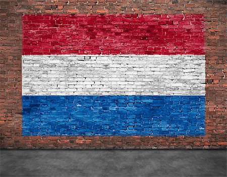 simsearch:400-07933897,k - Flag of Netherlands painted over old brick wall Fotografie stock - Microstock e Abbonamento, Codice: 400-08074194