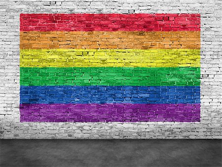 Rainbow flag painted over old white brick wall Photographie de stock - Aubaine LD & Abonnement, Code: 400-08074199