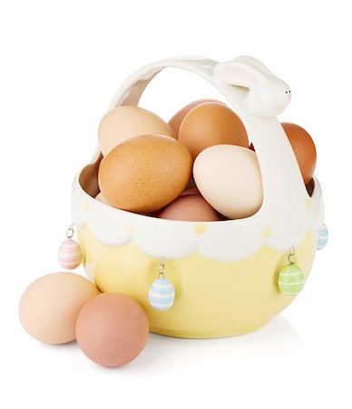 simsearch:400-07921731,k - Easter eggs in basket. Isolated on white background Stock Photo - Budget Royalty-Free & Subscription, Code: 400-08074285