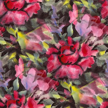 simsearch:400-08290626,k - Seamless pattern with watercolor flowers. Stock Photo - Budget Royalty-Free & Subscription, Code: 400-08074372