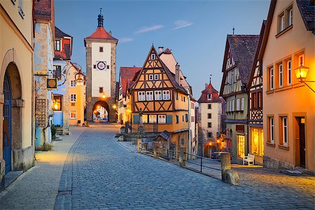 pictures of house street lighting - Image of the Rothenburg ob der Tauber a town in Bavaria, Germany, well known for its well-preserved medieval old town. Stock Photo - Budget Royalty-Free & Subscription, Code: 400-08074433