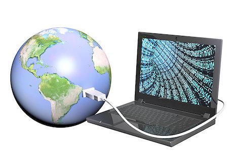 simsearch:400-04185150,k - Earth and laptop. Objects isolated on white background Foto de stock - Super Valor sin royalties y Suscripción, Código: 400-08074571
