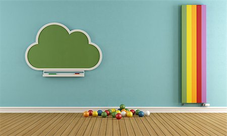 Child room with blackboard and colorful vertical heater - 3D Rendering Stock Photo - Budget Royalty-Free & Subscription, Code: 400-08074583