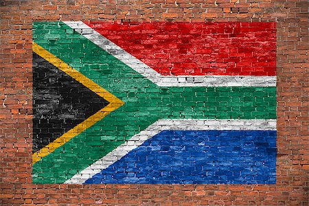 simsearch:400-07933897,k - Flag of Republic of South Africa painted over aged brick wall Fotografie stock - Microstock e Abbonamento, Codice: 400-08074657