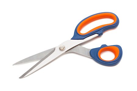 simsearch:400-05036060,k - Modern metal scissors on a white background Stock Photo - Budget Royalty-Free & Subscription, Code: 400-08075125