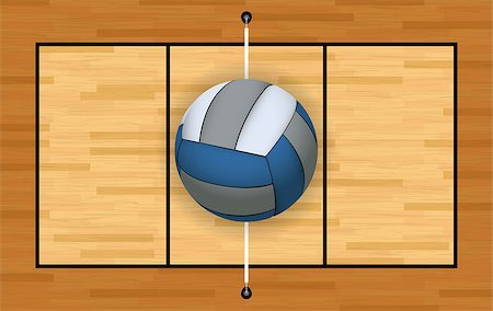An aerial view of a volleyball and hardwood court and net illustration. Vector EPS 10 available. Stock Photo - Budget Royalty-Free & Subscription, Code: 400-08075294