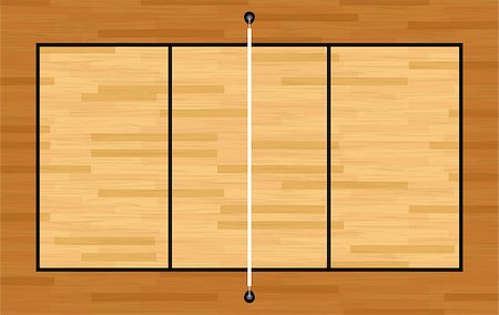 An illustration of an aerial view of a hardwood volleyball court and net. Vector EPS 10 available. Stock Photo - Budget Royalty-Free & Subscription, Code: 400-08075292