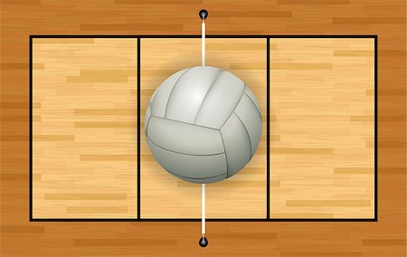 A light grey white volleyball on a hardwood volleyball court illustration. Vector EPS 10 available. Stock Photo - Budget Royalty-Free & Subscription, Code: 400-08075293