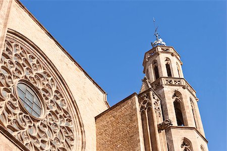 photojope (artist) - Rose window and tower of the gothic cathedral of St Mary of the Sea in Barcelona, Catalonia, Spain. Photographie de stock - Aubaine LD & Abonnement, Code: 400-08075410