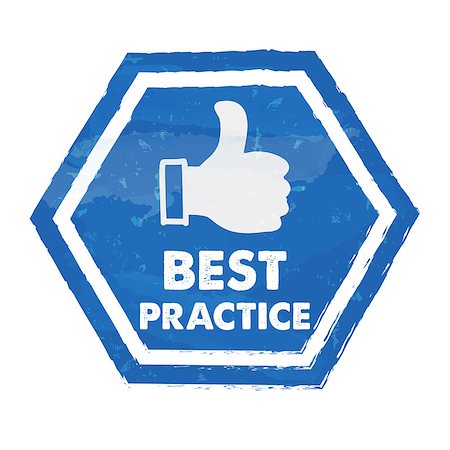best practice with thumb up sign in blue grunge hexagon Foto de stock - Super Valor sin royalties y Suscripción, Código: 400-08075477
