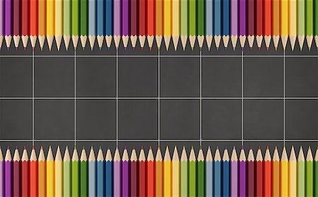 simsearch:400-07485953,k - Blackboard squared with colorful pencils - 3D Rendering Stockbilder - Microstock & Abonnement, Bildnummer: 400-08075528