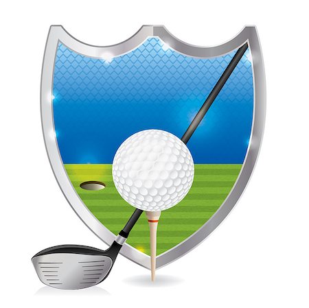 driving range - An illustration of a golf ball on a tee with a golf driver on a golf course emblem. Vector EPS 10 available. EPS file is layered and contains transparencies and gradient mesh. Stock Photo - Budget Royalty-Free & Subscription, Code: 400-08075578