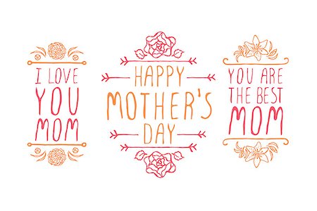simsearch:400-08779771,k - Happy mothers day handlettering elements with flowers on white background Stock Photo - Budget Royalty-Free & Subscription, Code: 400-08075686