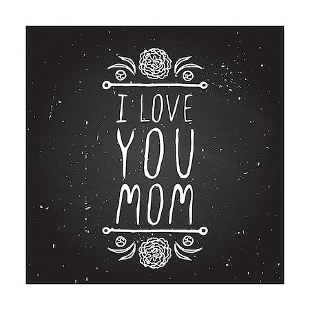 simsearch:400-08779771,k - Happy mothers day card with carnation flowers and handlettering element on chalkboard background. I love you, Mom Stock Photo - Budget Royalty-Free & Subscription, Code: 400-08075680