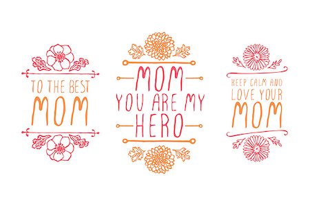 simsearch:400-08779771,k - Happy mothers day handlettering elements with flowers on white background Stock Photo - Budget Royalty-Free & Subscription, Code: 400-08075681