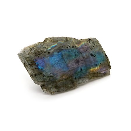 Natural rare rough labradorite stone on a white background. Stock Photo - Budget Royalty-Free & Subscription, Code: 400-08075740