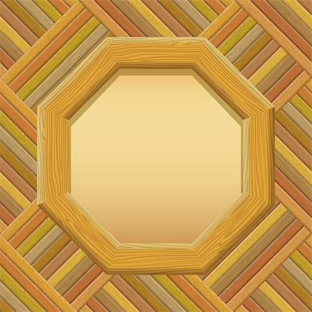 simsearch:400-05287751,k - Wooden Octagon Frame with Empty Paper on a Wall. Fotografie stock - Microstock e Abbonamento, Codice: 400-08075854
