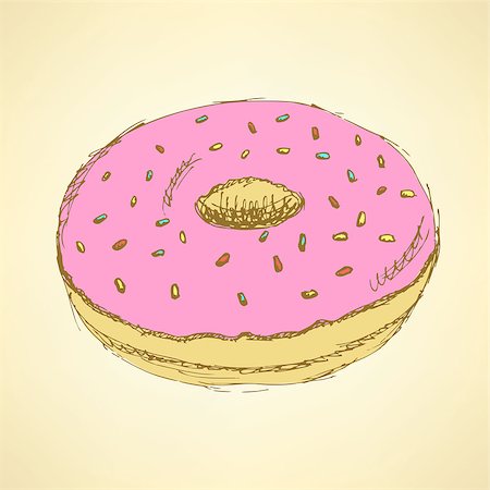 simsearch:400-08619836,k - Sketch tasty donut in vintage style, vector Photographie de stock - Aubaine LD & Abonnement, Code: 400-08075991