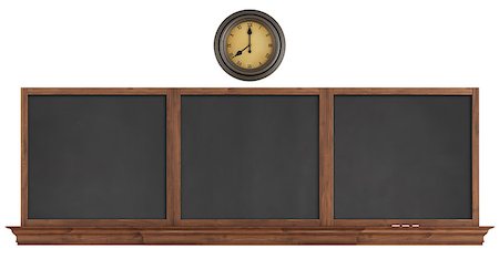 Retro blackboard with clock isolated on white - 3D Rendering Stock Photo - Budget Royalty-Free & Subscription, Code: 400-08076002