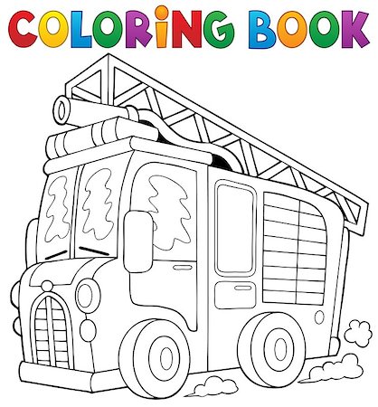 painted truck - Coloring book fire truck theme 1 - eps10 vector illustration. Stock Photo - Budget Royalty-Free & Subscription, Code: 400-08076054