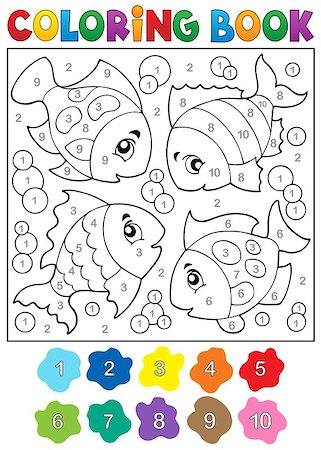 simsearch:400-06749067,k - Coloring book with fish theme 3 - eps10 vector illustration. Photographie de stock - Aubaine LD & Abonnement, Code: 400-08076058