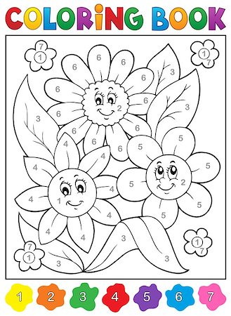 painted happy flowers - Coloring book with flower theme 9 - eps10 vector illustration. Stock Photo - Budget Royalty-Free & Subscription, Code: 400-08076059