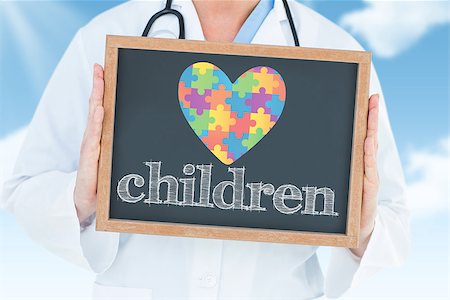 simsearch:400-08076735,k - The word children and doctor showing chalkboard against blue sky Foto de stock - Super Valor sin royalties y Suscripción, Código: 400-08076741