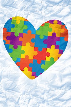 Autism awareness heart against crumpled white page Stockbilder - Microstock & Abonnement, Bildnummer: 400-08076770