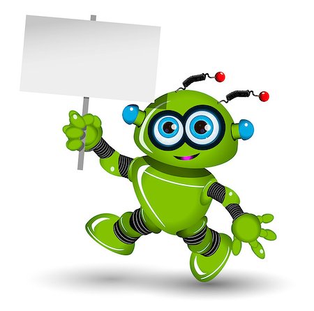 simsearch:400-07301158,k - Illustration a green robot and white background Fotografie stock - Microstock e Abbonamento, Codice: 400-08077505