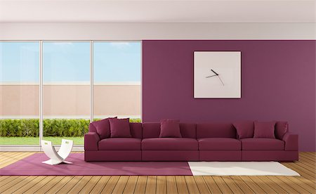 simsearch:400-08797073,k - Minimalist living room with modern sofa on carpet - 3D Rendering Stock Photo - Budget Royalty-Free & Subscription, Code: 400-08077661